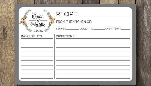 Microsoft word recipe card template